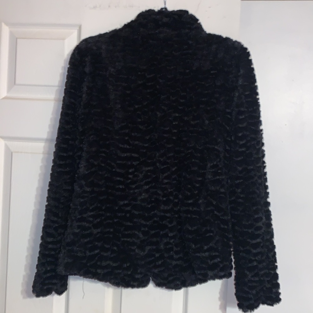 Body Central Black Faux Fur Lightweight Lined Jacket Coat - Picture 3 of 8